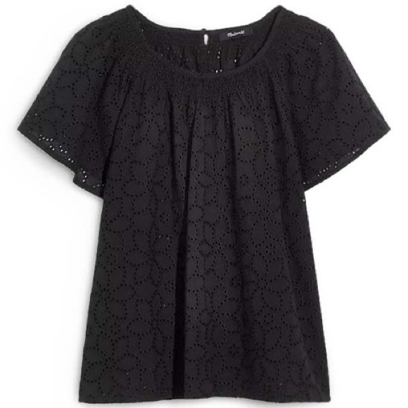 Never worn Madewell eyelet flutter sleeve top size large - Picture 1 of 6